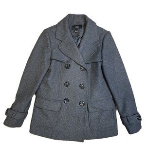 Forever 21 Gray Wool Blend Double Breasted Peacoat S Preowned